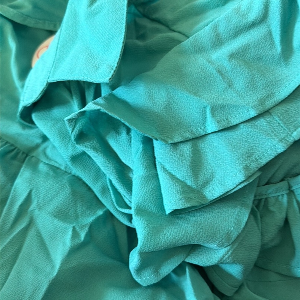 Umgee tiered Midi Dress New Jade Green collared Ruffle sleeve - Picture 3 of 4